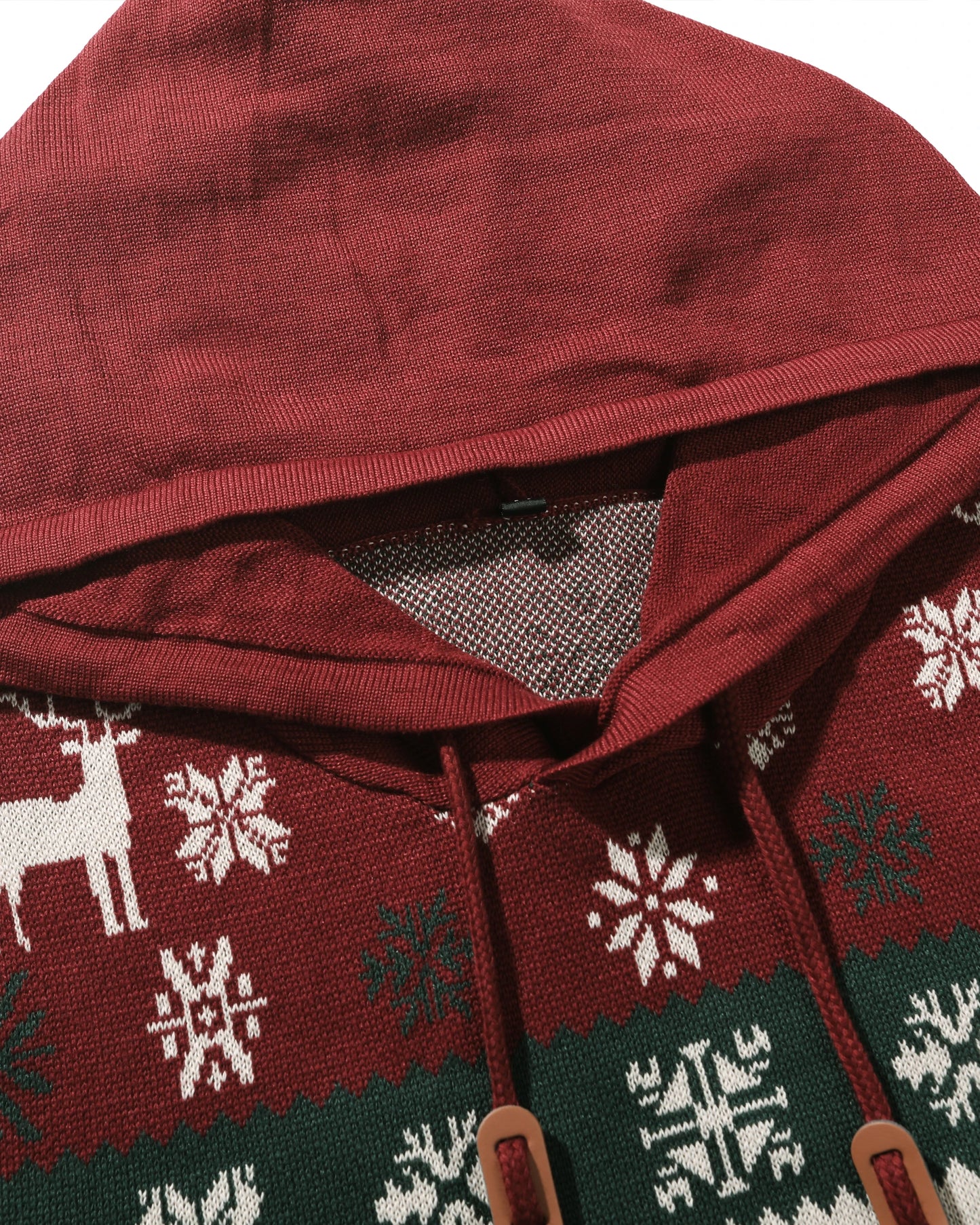 Christmas Men's Sweater with Hood - Festive Reindeer & Snowflake Design for Holiday Warmth