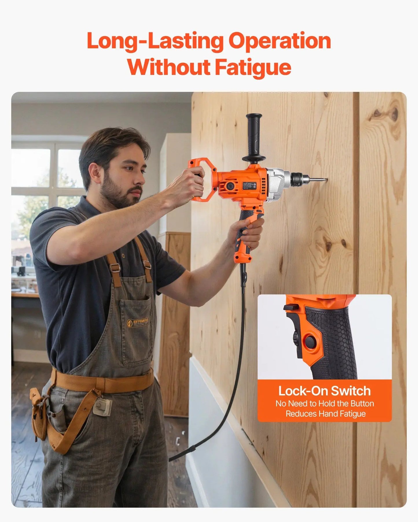 1100W Electric Drill Mixer 5/8" 0-850 RPM Mixing & Drilling Machine with D-Handle Handheld Cement Mixers for Fodder Paint Cement