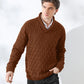 Men's Sweater Winter Shawl Collar Pullover Sweater Casual Cable Knit Button Sweaters Woolen Solid Color Tops US Size