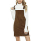 Women's Sleeveless Corduroy Pinafore Bib Overall Mini Dress A Line Cute Jumper Dress &Pockets For Teenager Adjustable Shoulder