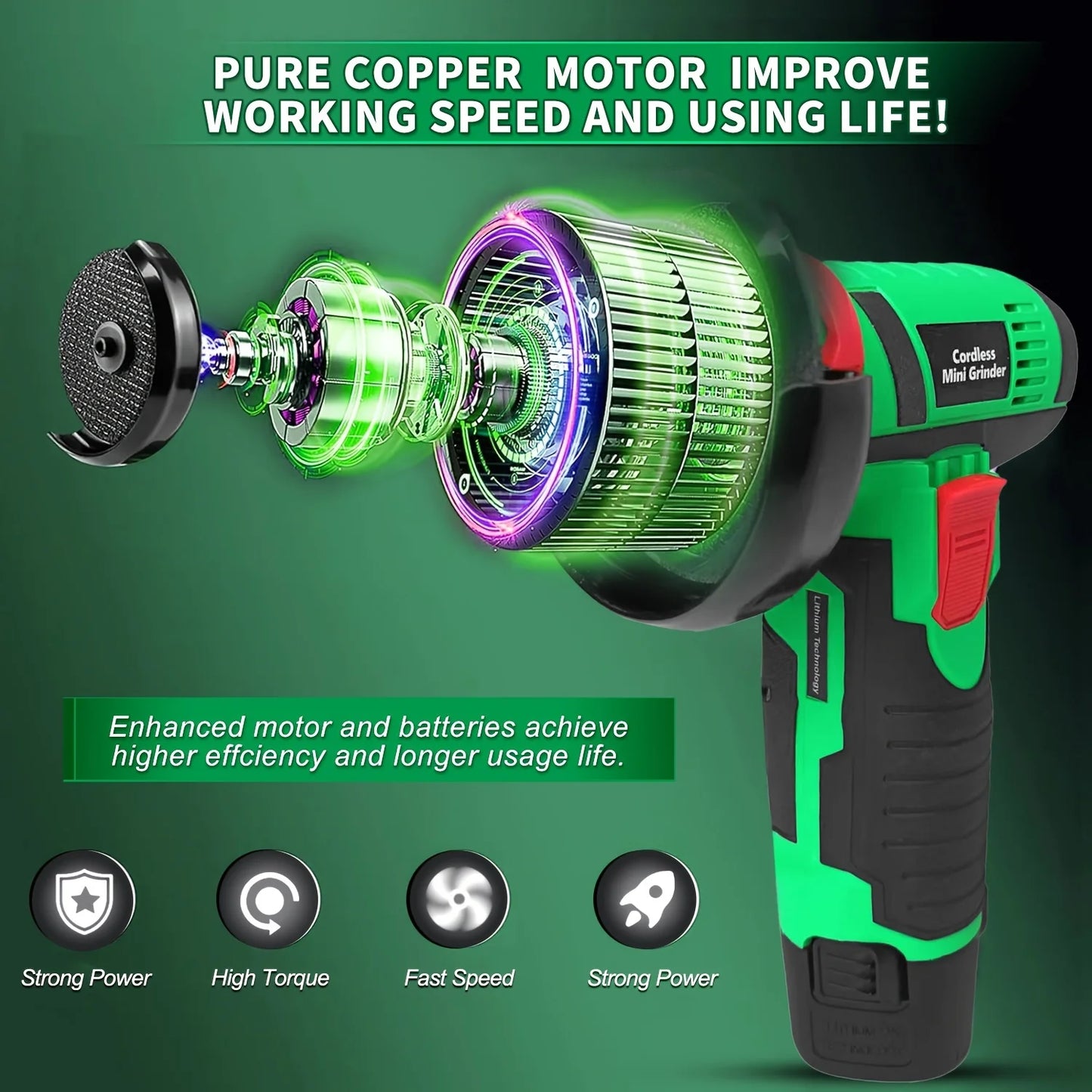 Polisher Angle Grinder Handheld Cordless Angle Grinder Car Polishing and Waxing Machine Car Cleaning and Waxing Car Repairin