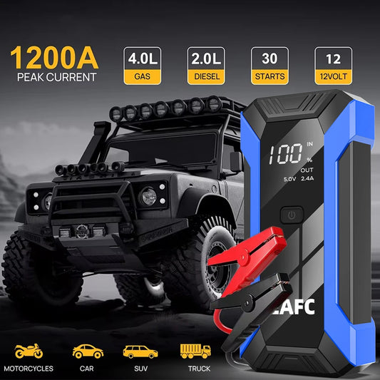 2000A Car Jump Starter Power Bank LED Flashlight Portable Emergency Car Battery Booster Device 5V/2A USB Output for 12V AUTO