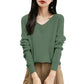 Women'S Fashion Flat-Knit V-Neck Pullover Sweater Solid Color Long-Sleeve Top Pulls Femmes Woman Clothes Sweater For Woman