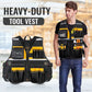 WINHUNT Tool Vest, Multi-Pocket Work Vest with Reflective Strips, Oxford Fabric Construction, Black and Yellow
