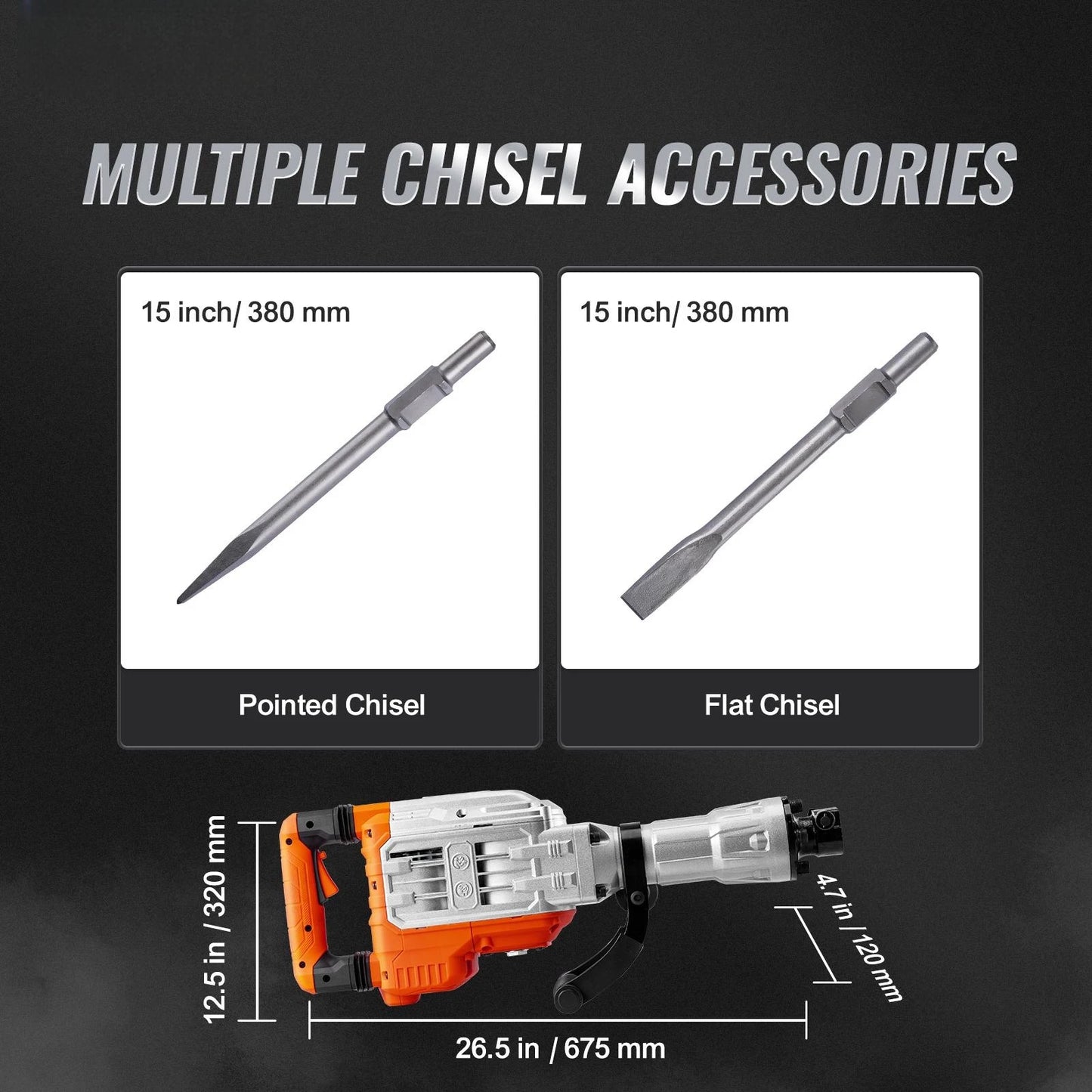 SucceBuy Demolition Jack Hammer 1500W/2200W/3500W Jack Hammer Concrete Breaker Heavy Duty Electric Jack Hammer 2/4pcs Chisel