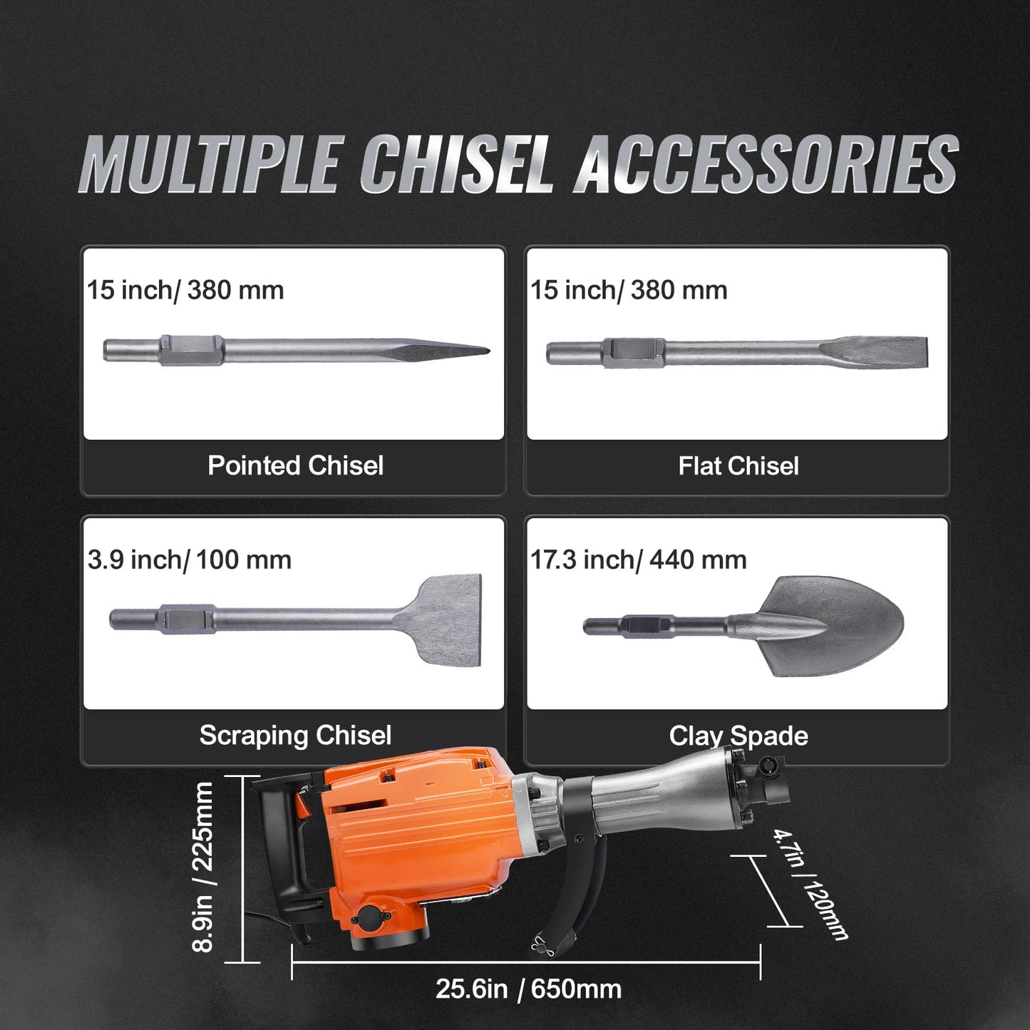 SucceBuy Demolition Jack Hammer 1500W/2200W/3500W Jack Hammer Concrete Breaker Heavy Duty Electric Jack Hammer 2/4pcs Chisel