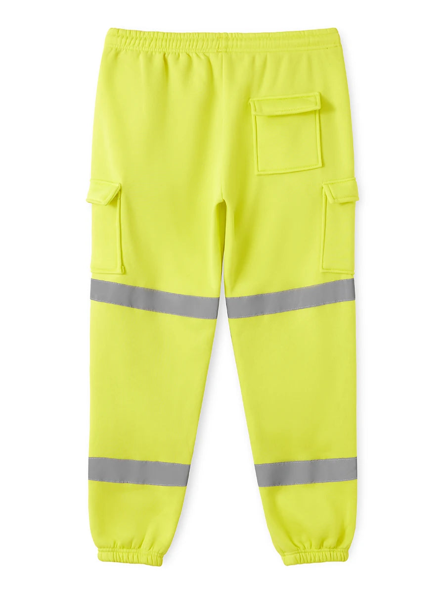Men s High Visibility Reflective Patchwork Joggers Pants with Drawstring Elastic Waistband for Emergency and Roadside Work