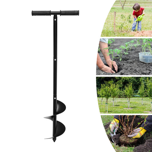Manual Garden Auger Drill, Spiral Bit Post Hole Digger, Soil Sand Drill Tool with Gloves for Planting Bulbs Beach