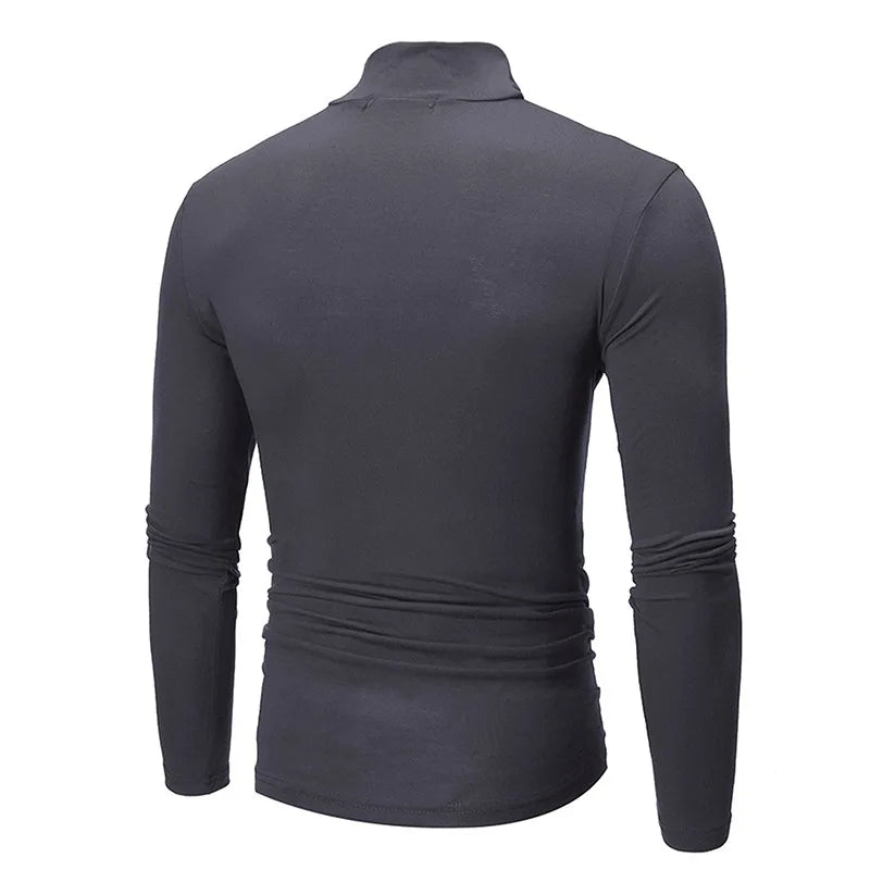 Thermal Underwear Tops Men Spring Clothes Thermal Shirt Autumn Men's Winter Tights High Neck Thin Slim Fit Long Sleeve T-shirt