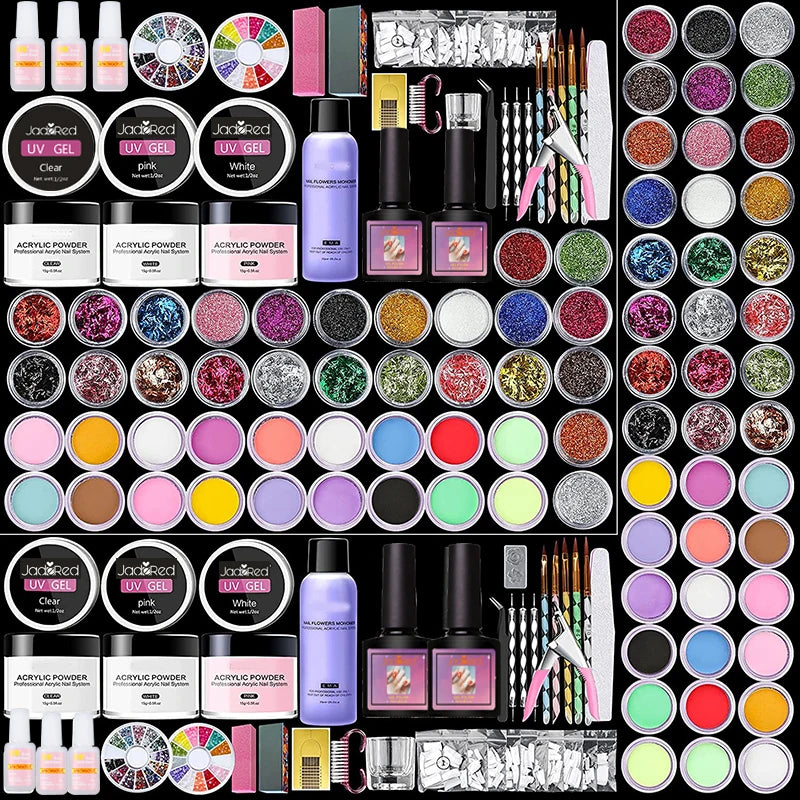 Acrylic Nail Kit For Beginners Acrylic Nail Powder Liquid Set Nail Kit Acrylic Set Gel Polish UV Light Manicure Salon