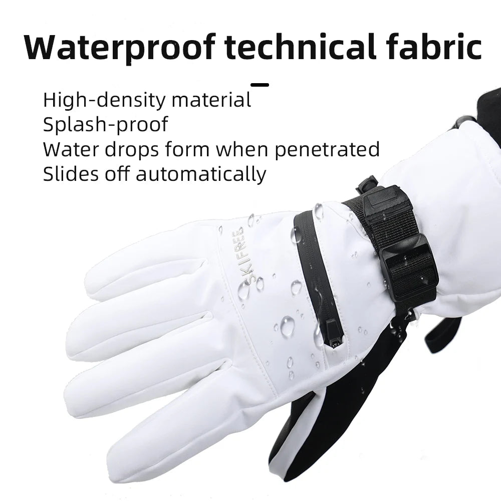 SKIFREE S4 Waterproof Warm Ski Gloves - Touchscreen, Windproof, Thermal Insulated, Durable PU, Card Holder