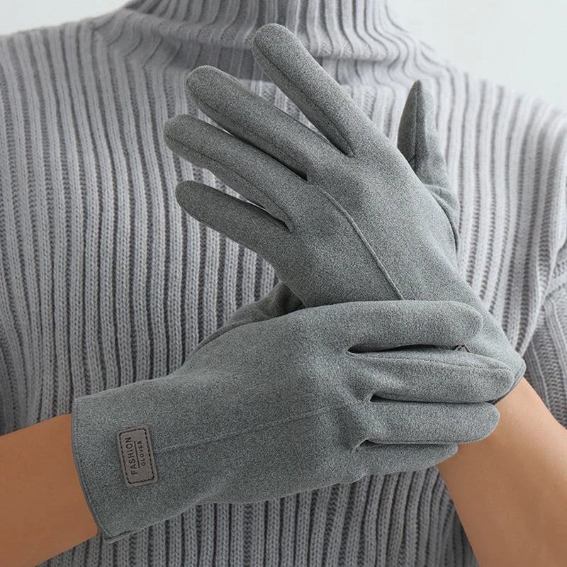 Suede Man Winter Keep Warm Touch Screen Gloves Fashion Add Cashmere Outdoor Windproof Mens Gloves Leisure Cycling Gloves