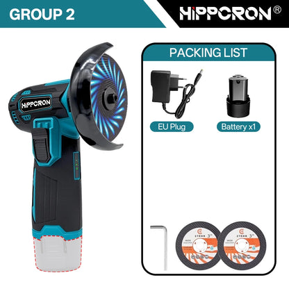 Hippcron Angle Grinder 12v For Cutting Diamond Cordless Power Tools Rechargeable Grinding Tool Polishing Grinding Machine