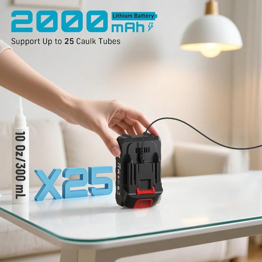 SEESII Electric Caulking Gun 29oz Cordless Caulk Gun with 2000mAh Battery for Professional Sealing and Filling Applications Ste