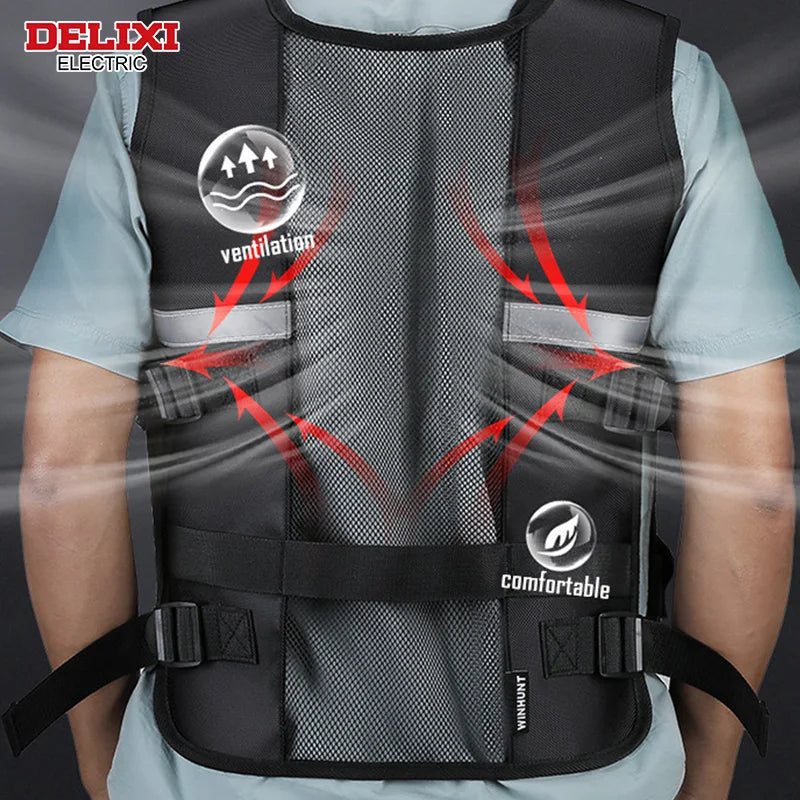 DELIXI ELECTRIC Electrician Tool vest, Woodworking and Construction Tool Vest, 17-pocket Men's Workwear
