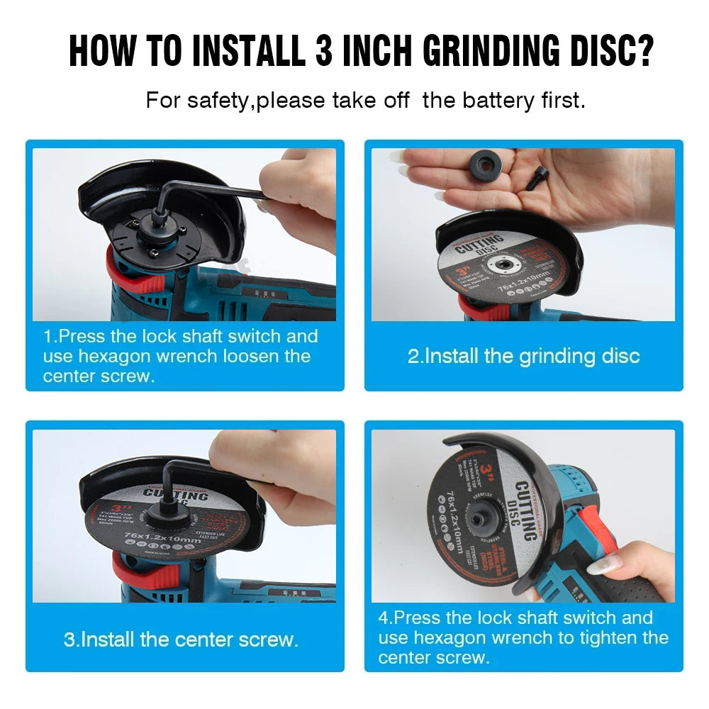 Cordless Electric Grinder 19500rpm Handheld Polishing Grinding Machine Diamond Cutting Power Tool 12V Battery Rechargeable