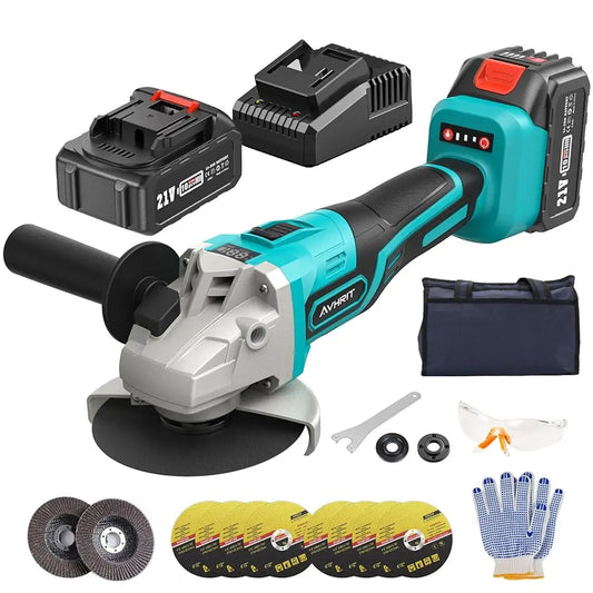 21V Cordless Brushless Angle Grinder, 9000 RPM with 4.0Ah Battery & 4-1/2'' Discs for Metal Cutting, Grinding, Sanding