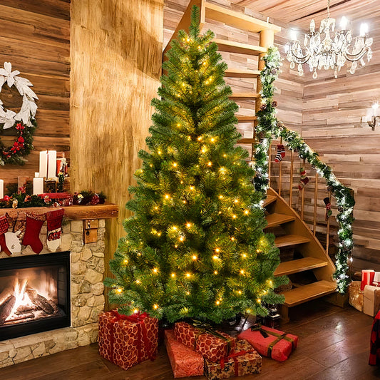 6FT/6.23FT -Christmas Decoration,Pre-Lit Artificial Christmas Tree, Suitable For Indoor,Home, Holiday,  Kitchen,DIY,  Party Use.