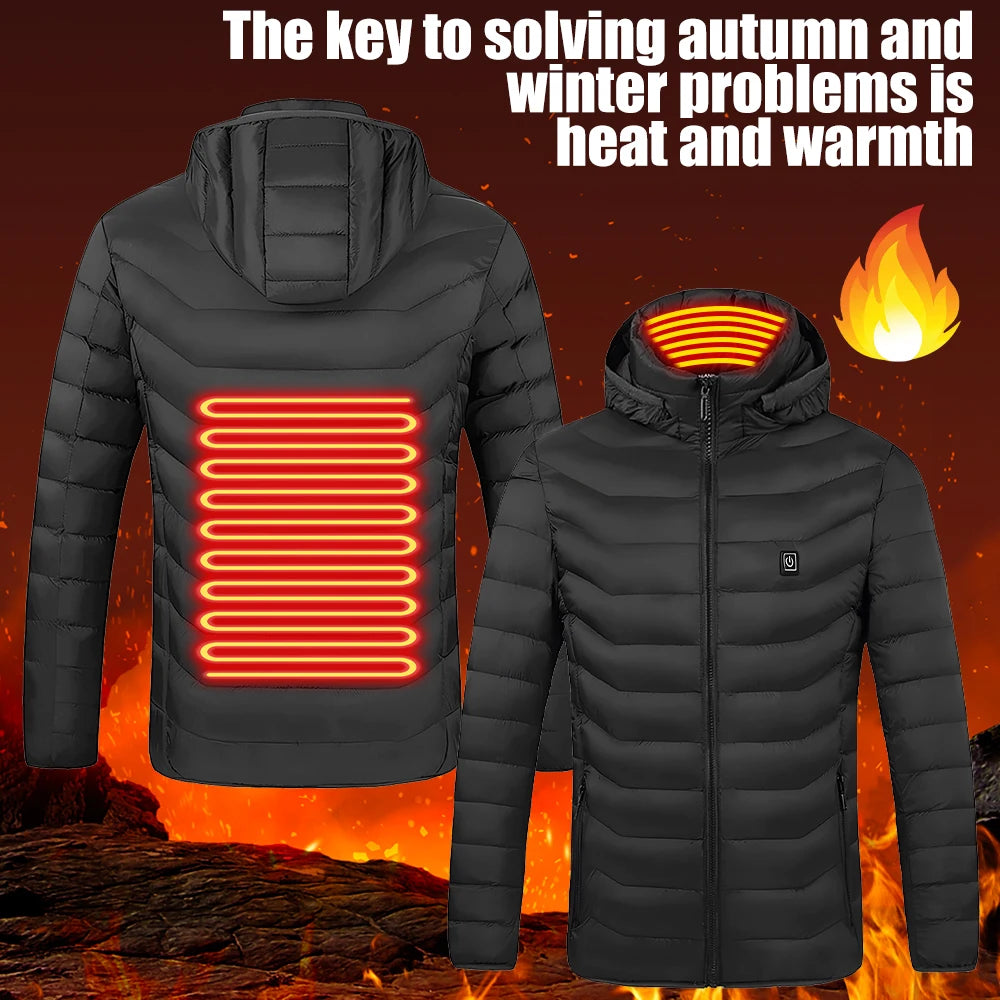 Heating Jackets Smart Thermostat Pure Color Hooded Heated Clothing Women Sportswear Heated Coat USB Heating Jacket For Camping