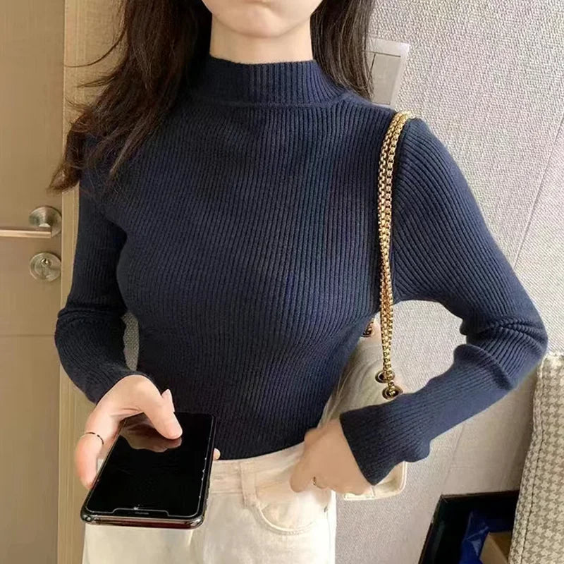 Women Turtleneck Sweater Knitted Soft Pullovers cashmere Jumpers Basic Solid Soft Sweaters Women Autumn Winter Casual Top