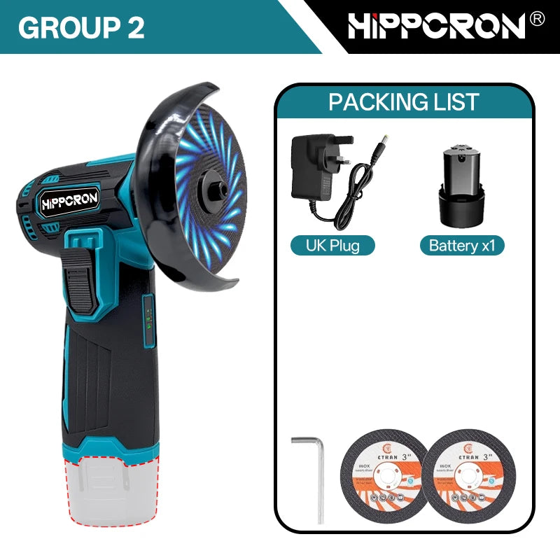 Hippcron Angle Grinder 12v For Cutting Diamond Cordless Power Tools Rechargeable Grinding Tool Polishing Grinding Machine