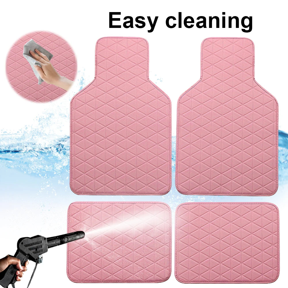 4Pcs Car Floor Mats PU Leather Car Carpet Mats Waterproof Universal Auto Carpet Car Interior Accessories