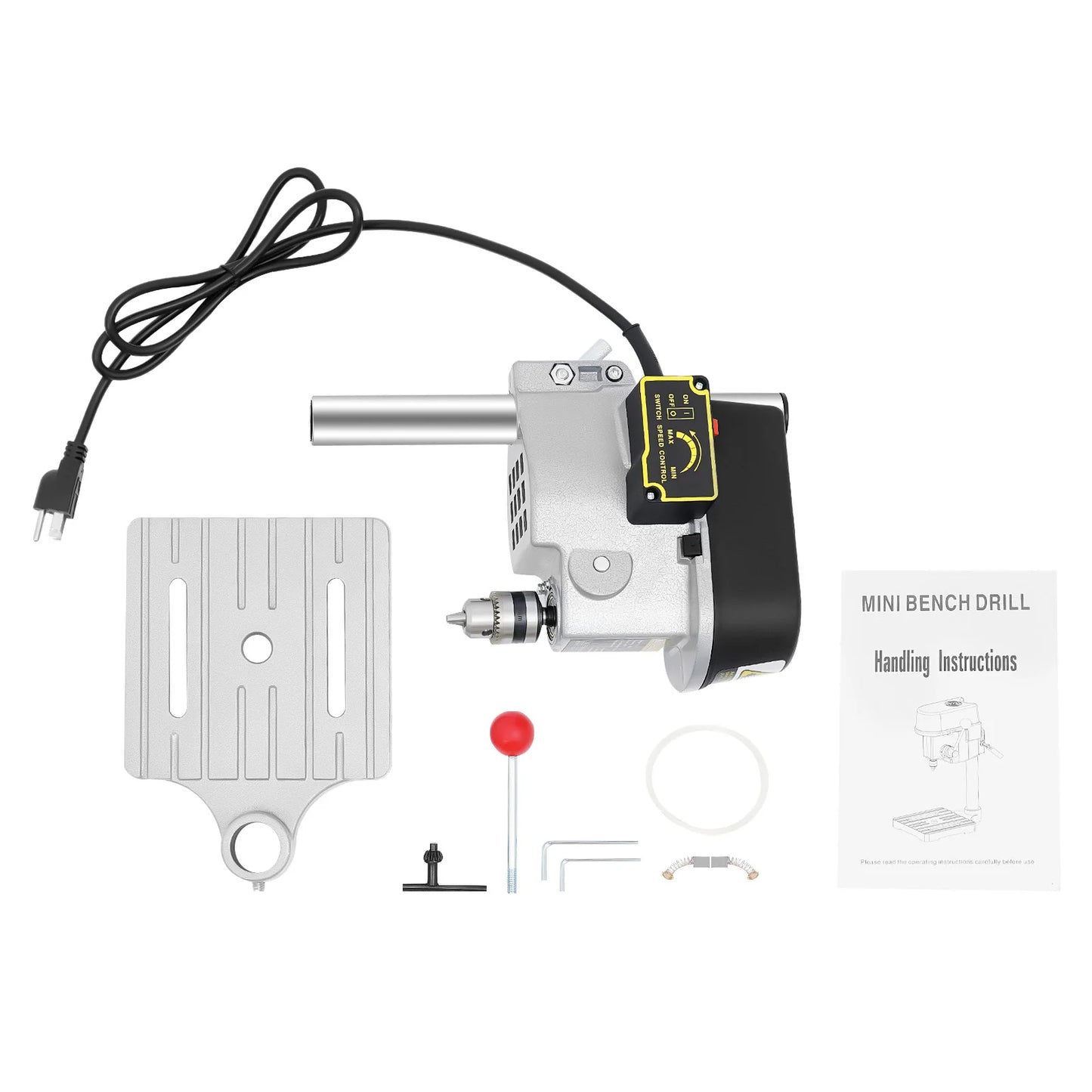 340W Powerful Bench Drill Press, 3-Speed Adjustable, Precision Drill Depth Stop, for Wood/Metal DIY, 110V US Plug