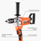 1200W Drill Mixer 5/8 inch 0-750 RPM Mixing Drills Machine with D-Handle 2-in-1 Handheld Cement Mixers for Cement Paint Fodder