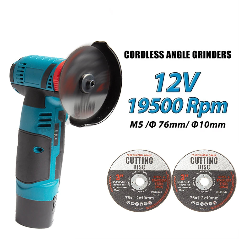 Cordless Electric Grinder 19500rpm Handheld Polishing Grinding Machine Diamond Cutting Power Tool 12V Battery Rechargeable