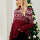 Women s Christmas Snowflake Knitted Sweater Long Sleeve High-neck Print Christmas Pullover Knitwear
