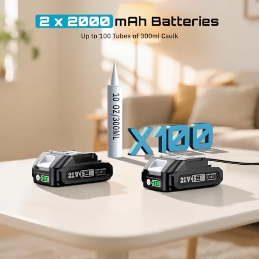 SEESII Cordless Caulking Gun 21V Battery Powered Caulk Gun for Home Repair and Construction Projects Electric Caulking Gun with