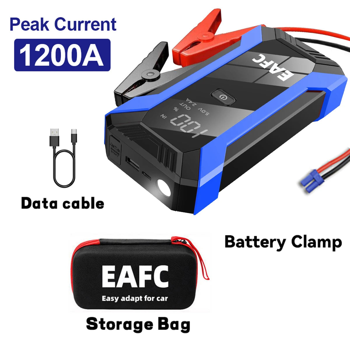 2000A Car Jump Starter Power Bank LED Flashlight Portable Emergency Car Battery Booster Device 5V/2A USB Output for 12V AUTO