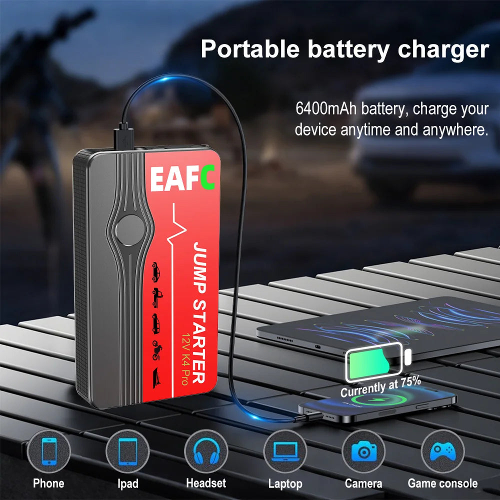 2000A Car Jump Starter Power Bank LED Flashlight Portable Emergency Car Battery Booster Device 5V/2A USB Output for 12V AUTO