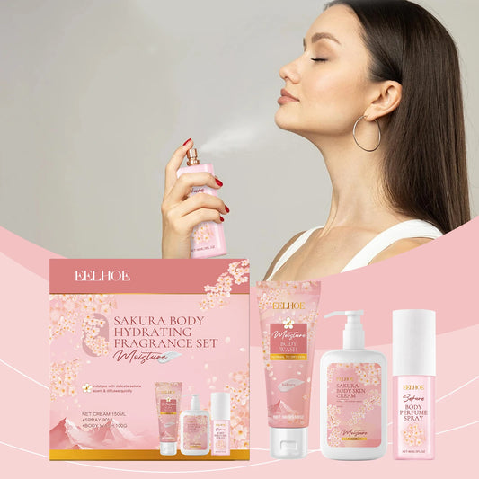 Sakura Body Care Set - Gentle Cleansing Hydrating Moisturizing Nourishing Skincare for Dry Skin  Floral Fragrance Gift for Wome