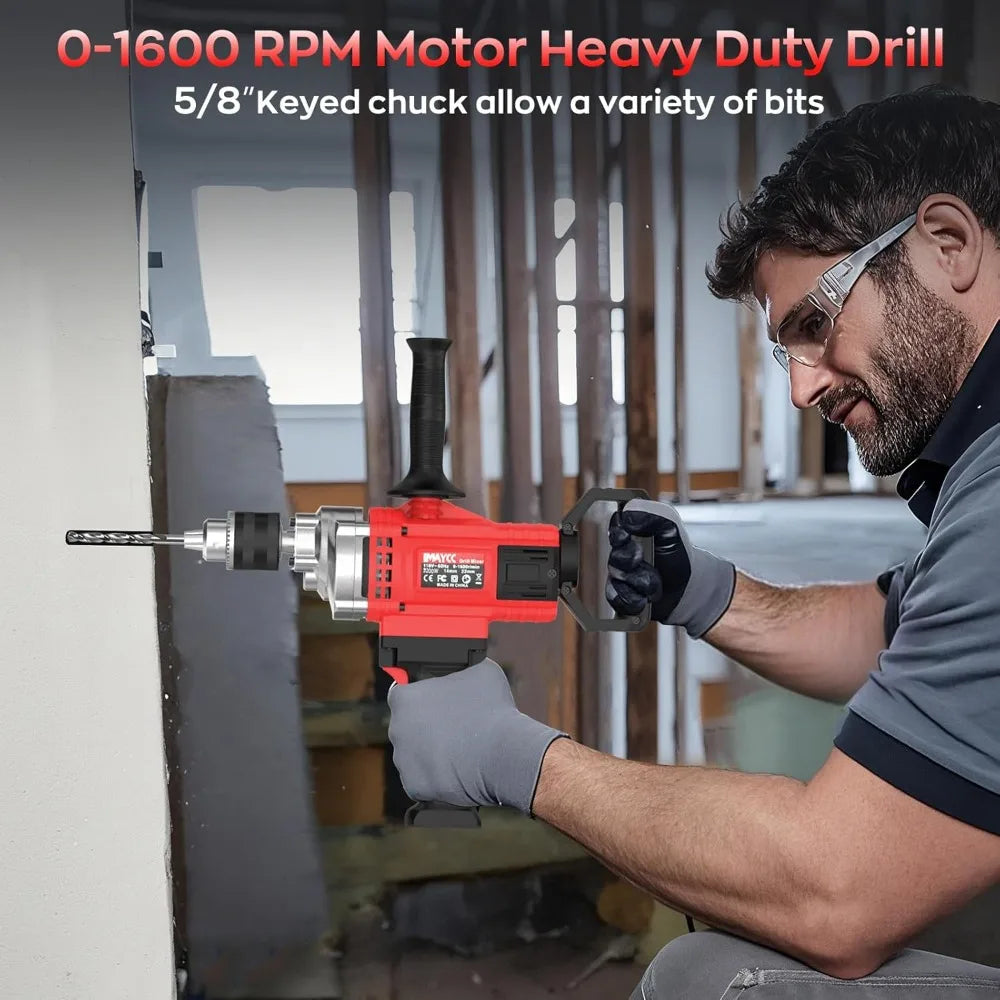 Drill Mixer, 3200W 20A Concrete Mixer for Drill, 110V Corded Variable Speeds Cement Mixer, Mixing Drill for Mud, Mortar, Paint