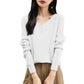 Women'S Fashion Flat-Knit V-Neck Pullover Sweater Solid Color Long-Sleeve Top Pulls Femmes Woman Clothes Sweater For Woman