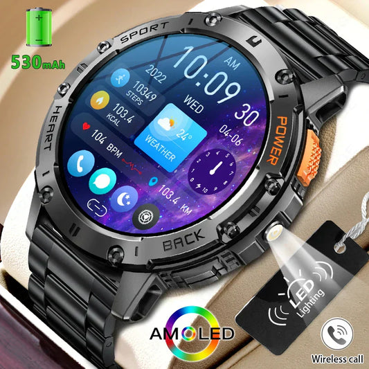 AMOLED Smartwatch – Bluetooth Calling Fitness Tracker with Waterproof Design