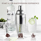 Cocktail Shaker 24oz Drink Shaker with Bartender Strainer, Measuring Jigger, Bar Mixing Spoon, Professional Drink Mixer Silver