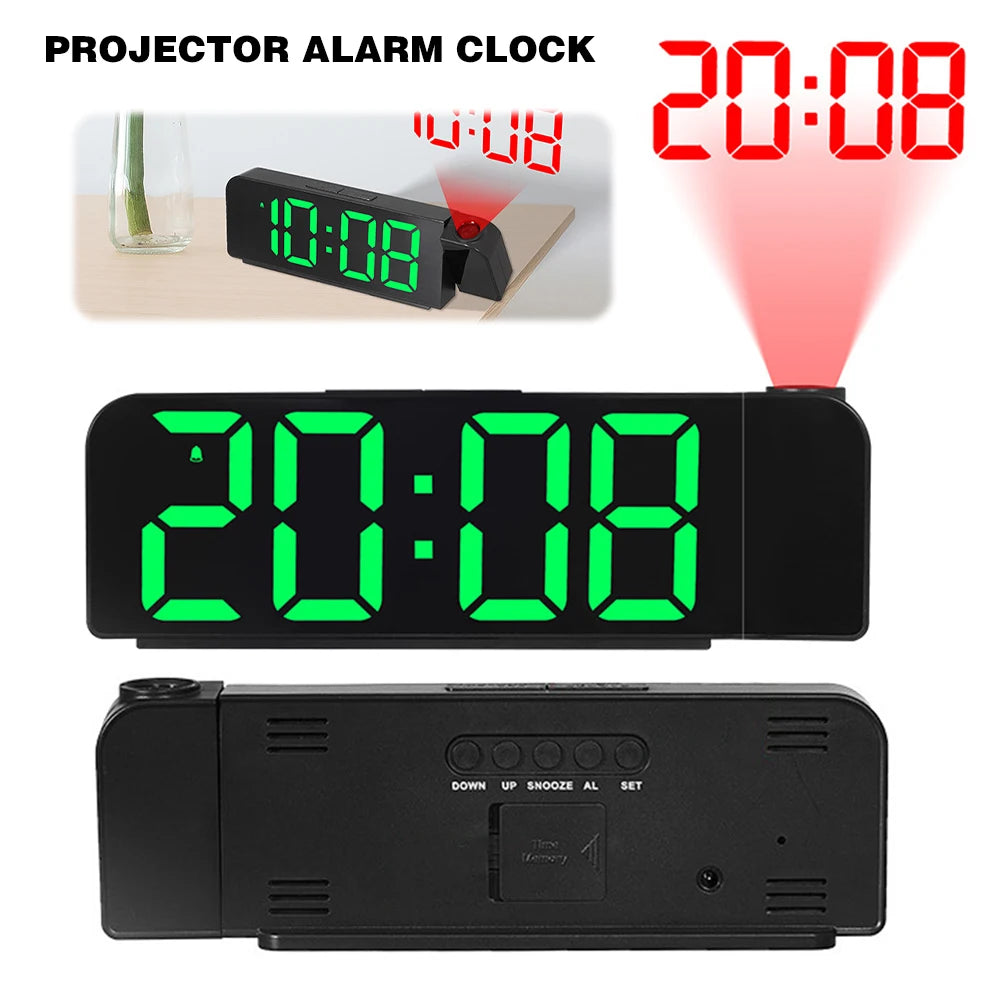 Projection Alarm Clock LED Digital Alarm Clock Large Number Display Bedside Alarm Clock Adjustable Brightness for Home Office