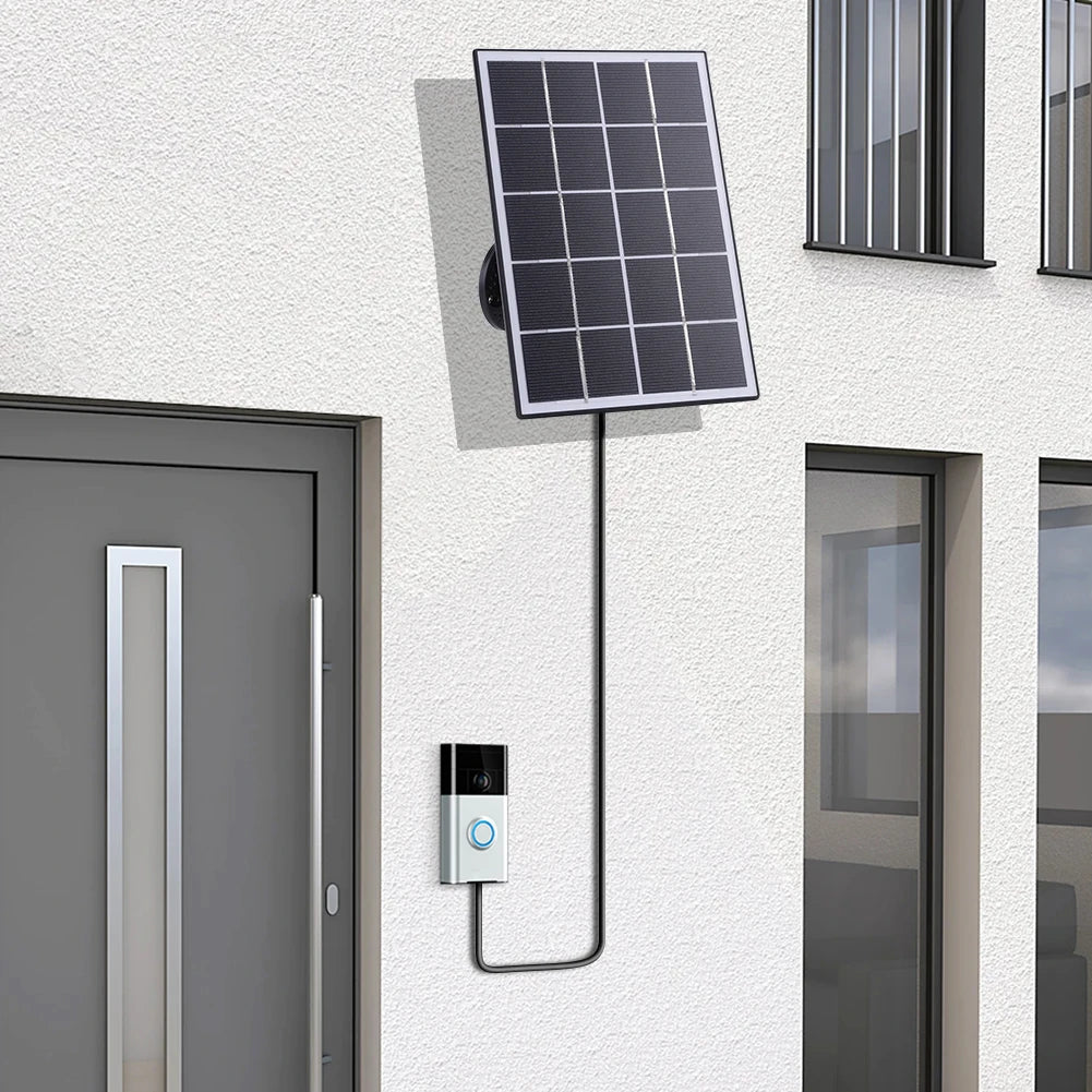 6-3W Solar Panel for Ring Doorbell IP65 Waterproof Solar Charger 360° Adjustable Wall Mount for Ring Video Doorbell 4 3 3 Plus 2