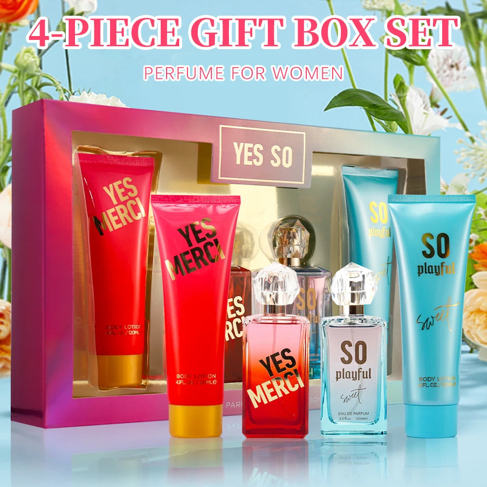 Eau de Parfum Spray and Body Lotion Gift Set Women's Fragrance Sets 2 Pc 3.4fl.oz EDP Spray and 2 Pc 4.1fl.oz Body Lotion