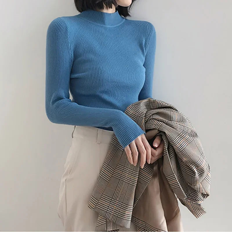 Women Turtleneck Sweater Knitted Soft Pullovers cashmere Jumpers Basic Solid Soft Sweaters Women Autumn Winter Casual Top