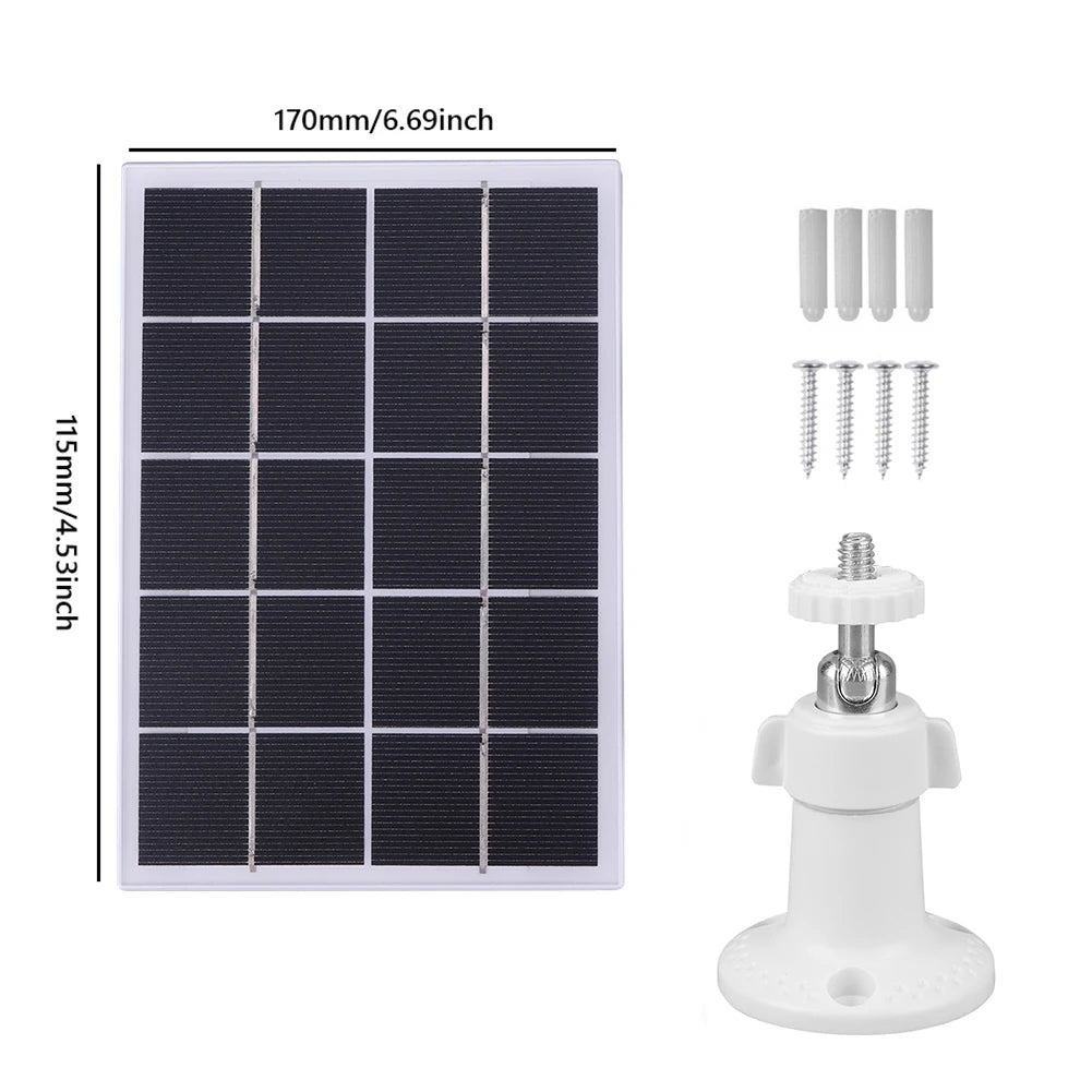 6-3W Solar Panel for Ring Doorbell IP65 Waterproof Solar Charger 360° Adjustable Wall Mount for Ring Video Doorbell 4 3 3 Plus 2
