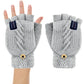 Winter USB Heated Gloves Fingerless Knitted Mittens Adjustable Electric Heated Gloves Cycling Skiing Gloves For Women & Men
