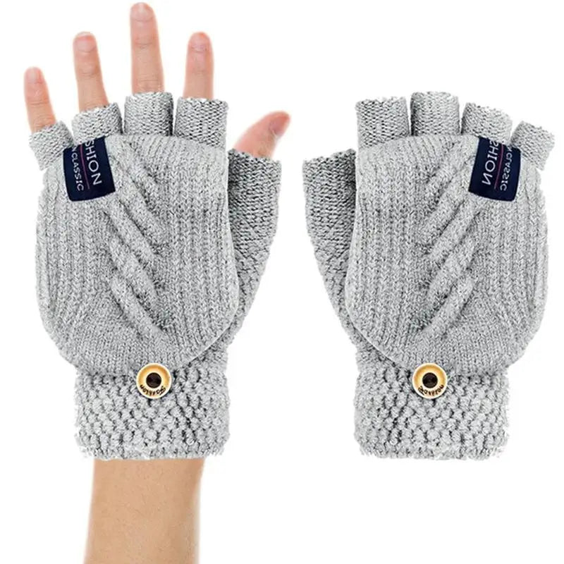 Winter USB Heated Gloves Fingerless Knitted Mittens Adjustable Electric Heated Gloves Cycling Skiing Gloves For Women & Men