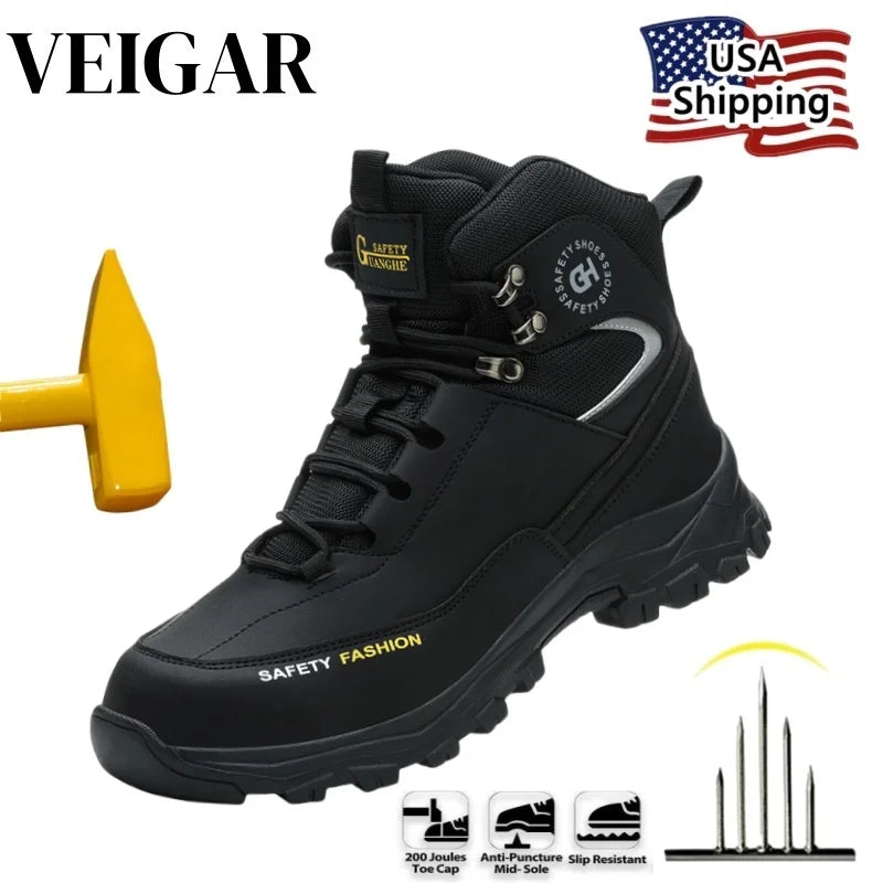 Safety Shoes for Men Steel Toe Work Shoes Anti-smash Anti-puncture Indestructible Shoes Protective Security Footwear Boots