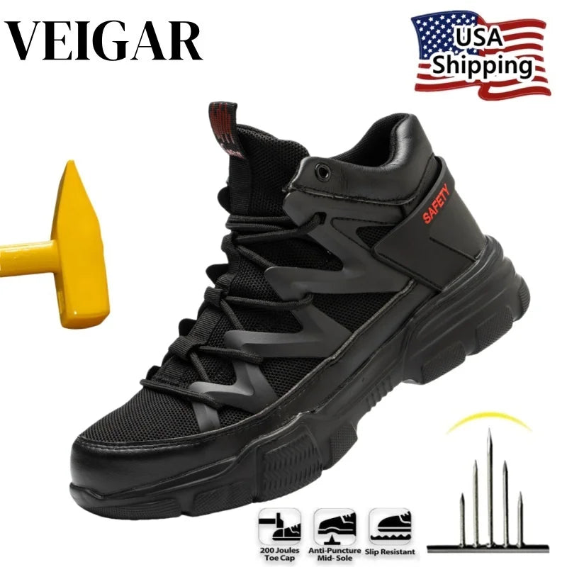 Safety Shoes Men For Work Sneakers Men Steel Toe Work Shoes Security Protective Shoes Lightweight Anti-Smash Anti-Puncture Boots