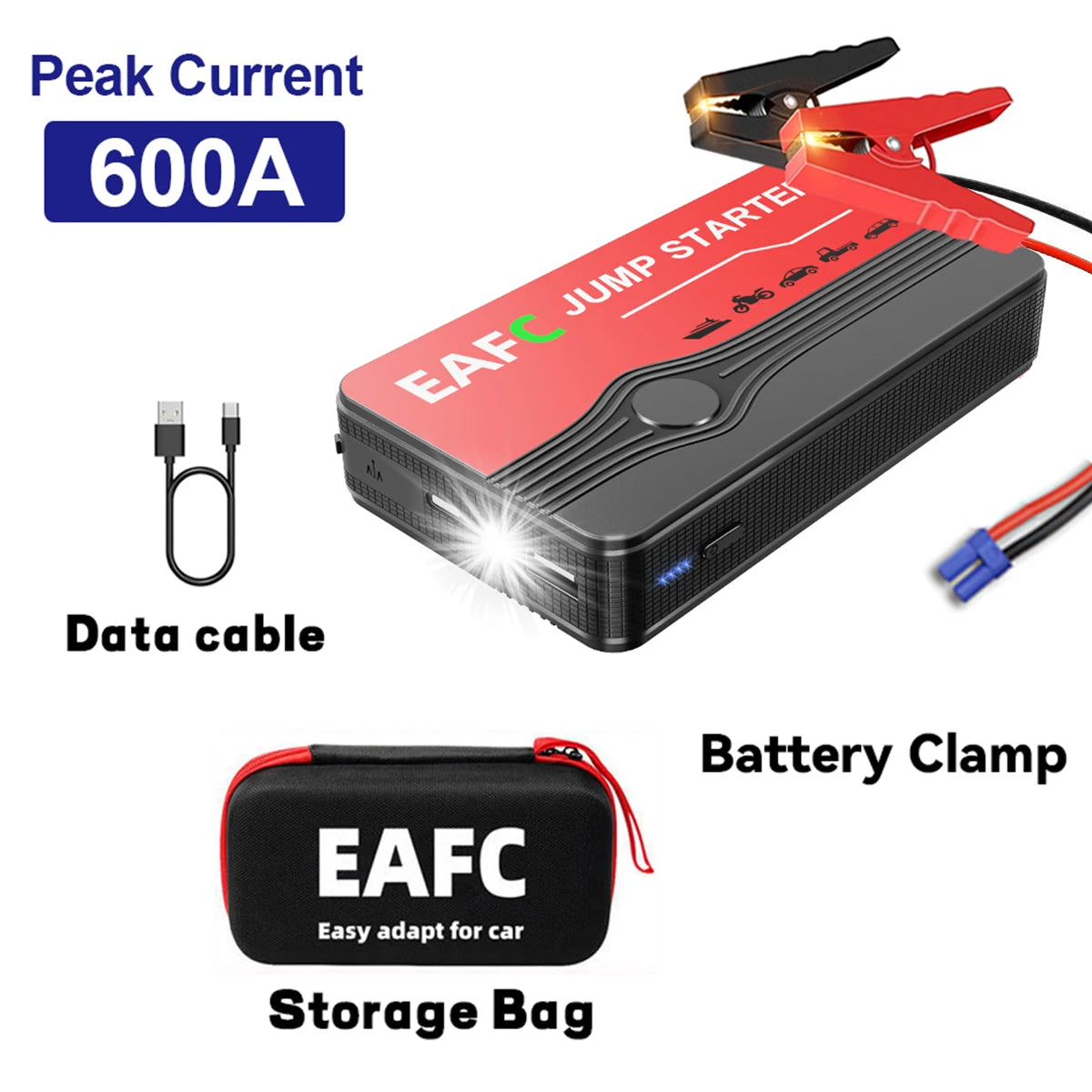 2000A Car Jump Starter Power Bank LED Flashlight Portable Emergency Car Battery Booster Device 5V/2A USB Output for 12V AUTO