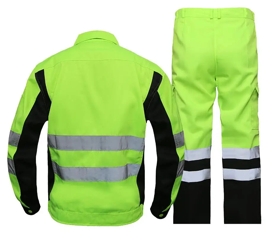 Outdoor Construction Work Clothes Suit Men's Fluorescent Green Belt Reflective Strip Anti-static Electrician's Labor Protection