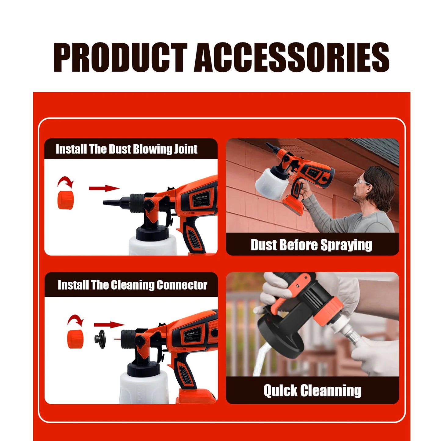 Cordless Paint Sprayer Compatible with Miwaukee Battery, 1000ML Electric Spray Gun With 5 Nozzles,  for Home Furniture, DIY